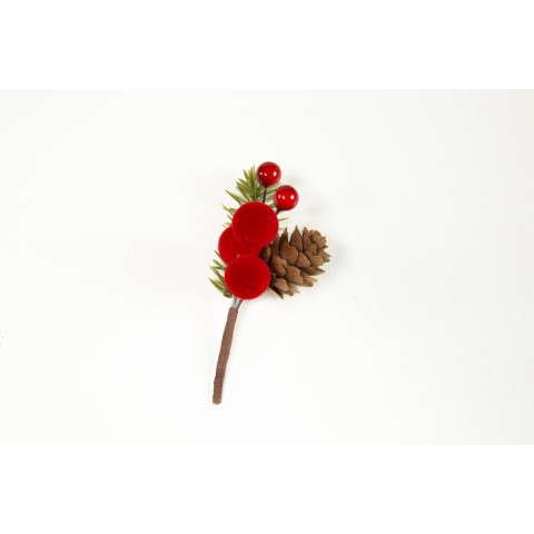 MINI PICK SFERE VELLUTO BACCHE PIGNE H.9